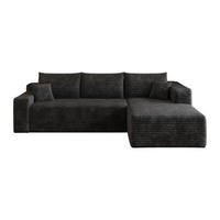 ECKSOFA 241/151/84 cm Schwarz Cord, Rechte Seite - Schwarz, Textil (241/151cm) - Oxeza