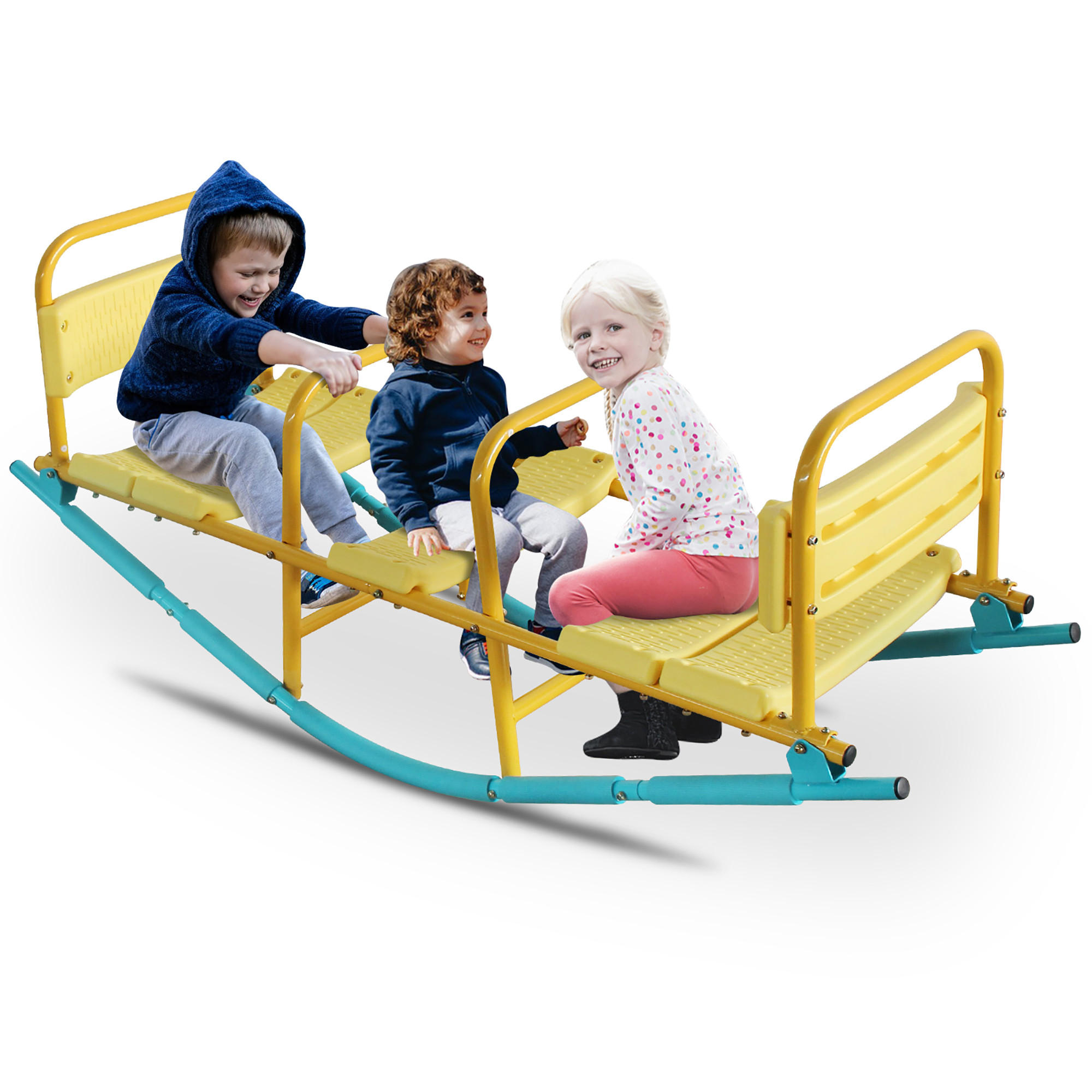 KINDERWIPPE 3-Sitzer Spielgerät Outdoor/Indoor - Blau, Metall (132/52cm)