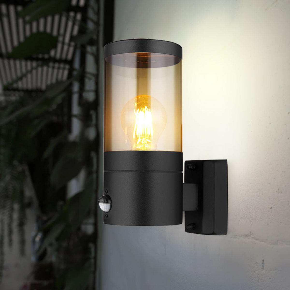 LED AUSSEN-WANDLEUCHTE Edelstahl Schwarz - Schwarz, Kunststoff (10.2/24.5/17cm) - Globo Lighting