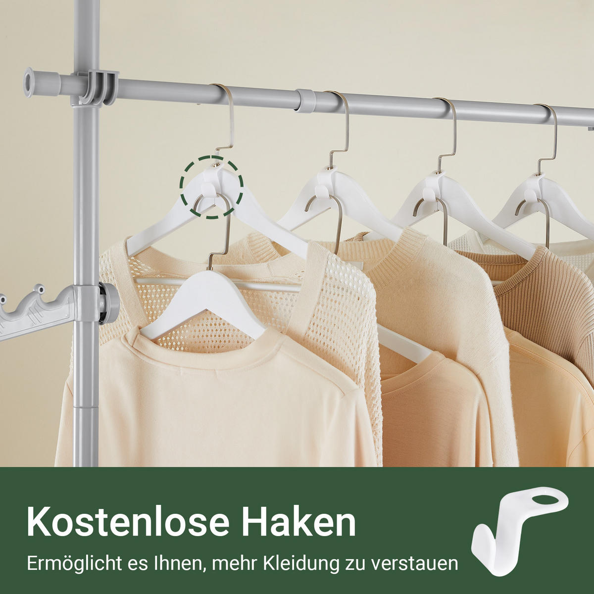 TELESKOP KLEIDERSTÄNDER Hellgrau - Grau, Kunststoff (226/285/3cm) - SoBuy