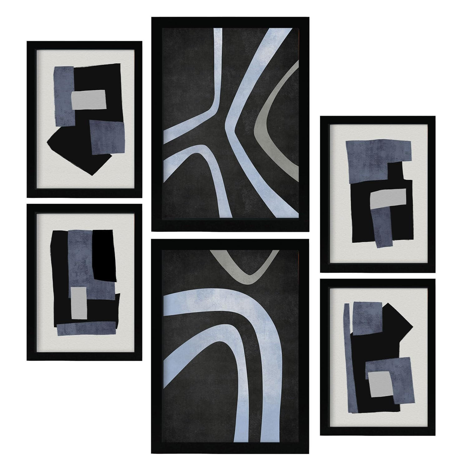 POSTER Set Mit 6 Wiegenschläge A3 & A4 Schwarzer Rahmen - Schwarz, Papier (29/3cm) - Nacnic