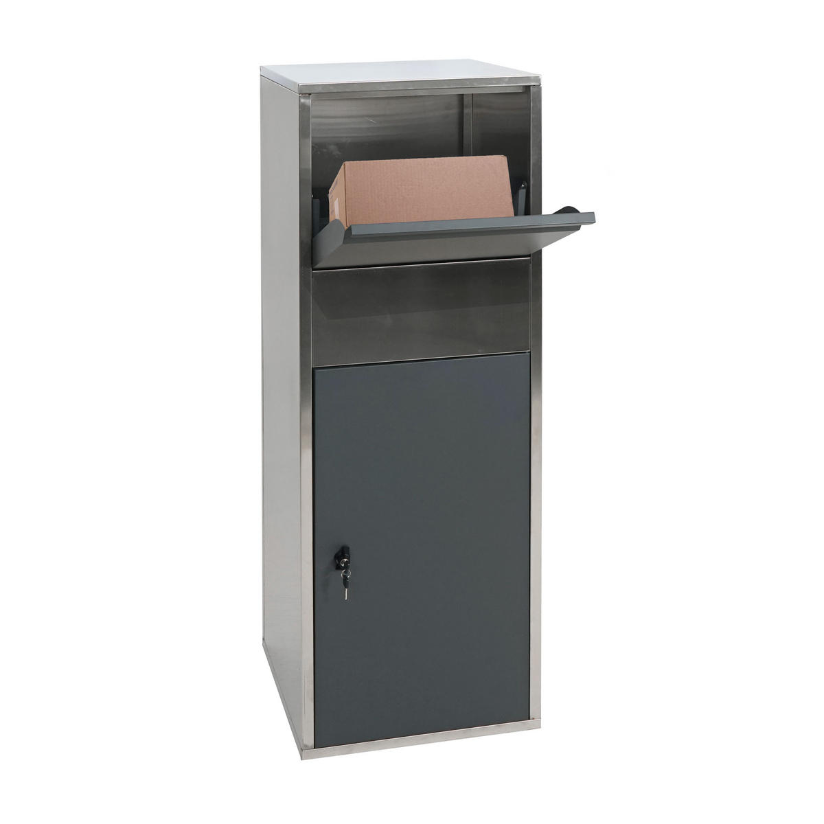 PAKETKASTEN GRÖßE XL rechteckig Silber, Anthrazit - Anthrazit/Silberfarben, Metall (46/140/45cm) - MCW