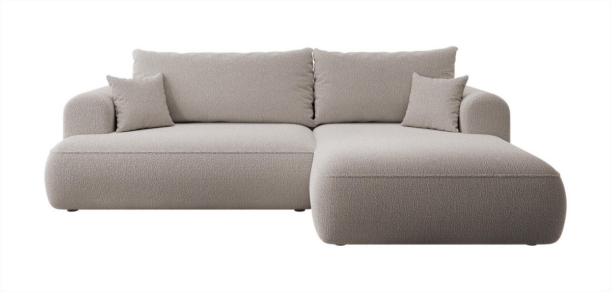 ECKSOFA Ovo Dunkelbeige Boucle - Schwarz/Mokka, Kunststoff/Textil (260/165cm) - Selsey