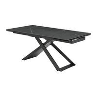 ESSTISCH für 6 bis 10 Personen ausziehbar - Keramik & Metall - Marmor-Optik Schwarz - XERENA - Schwarz, Glas (260/90/76cm) - Vente-Unique