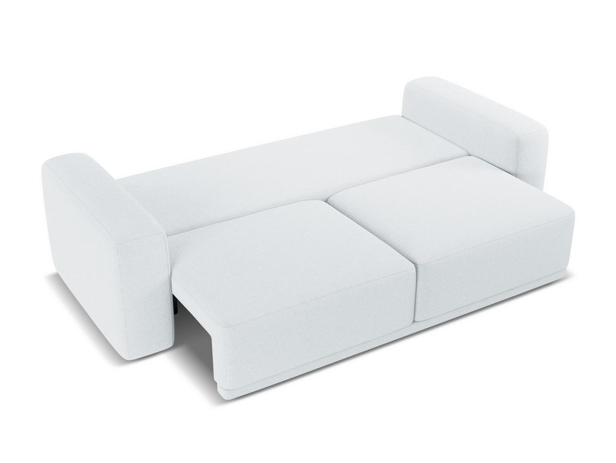 3-SITZER SOFA mit Schlaffunktion Chenille Stoff Blau - Blau/Schwarz, Kunststoff/Textil (242/91/100cm) - Makamii