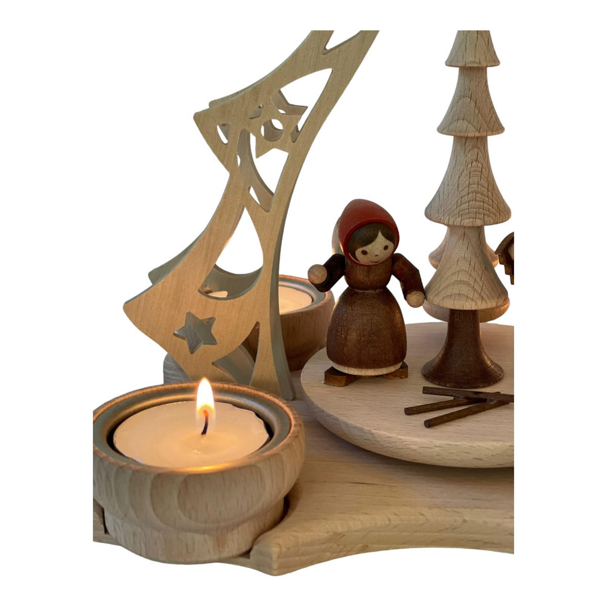 PYRAMIDE Waldfiguren für 4 Teelichter 20/19/23 cm - Multicolor, Holz (19/23/20cm)