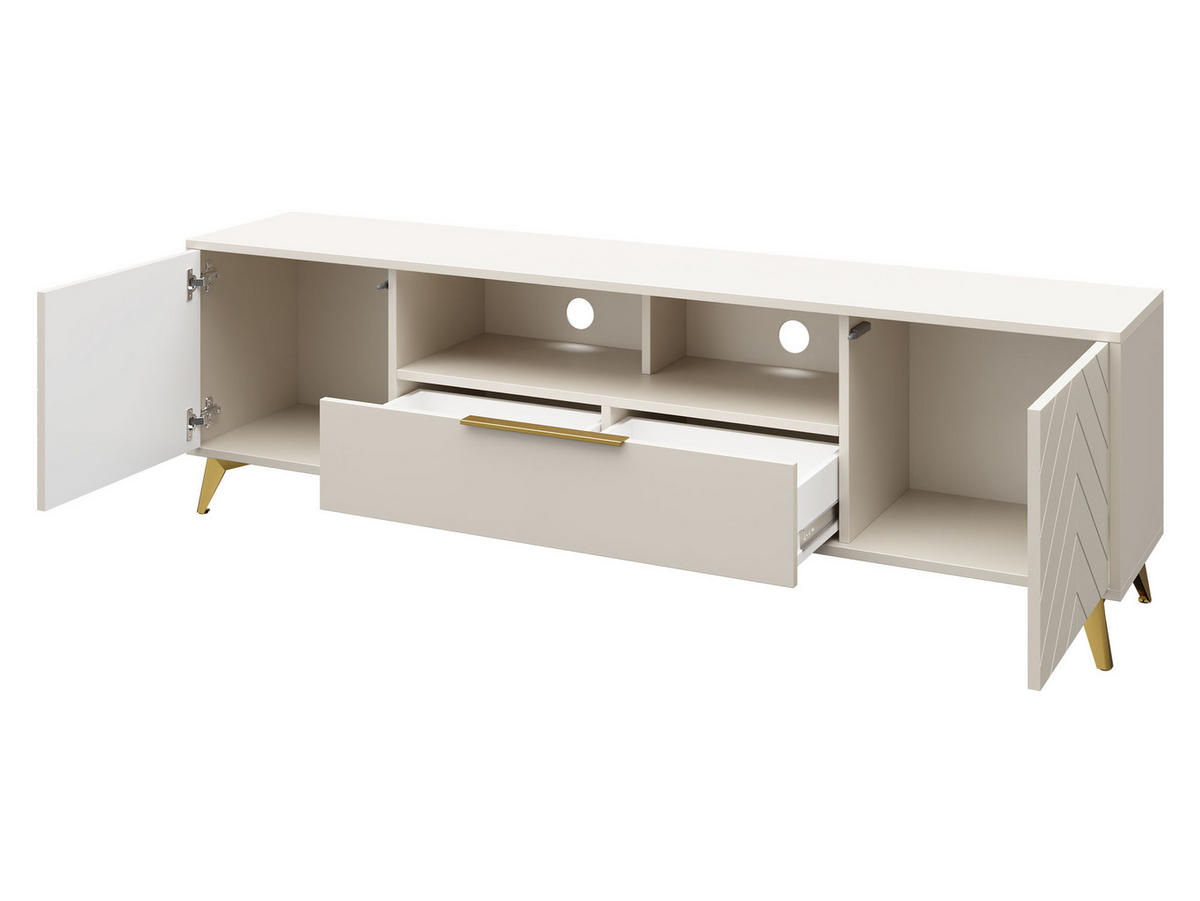 TV-ELEMENT Xylix 2D1SZ - Beige/Goldfarben, Holzwerkstoff/Metall (204/60/40cm) - MIRJAN24