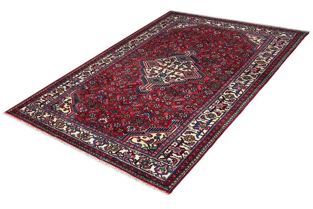 ORIENTTEPPICH handgeknüpft Assadabad Rot 192/122 cm Schurwolle - Rot, Textil (122/192cm) - Looma