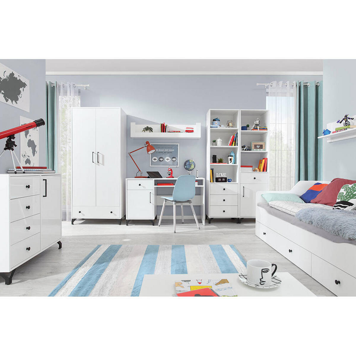 KOMMODE – 90 cm – BERGEN System – Weiß - Weiß Hochglanz, Holzwerkstoff (90/85/40cm) - hi-markt
