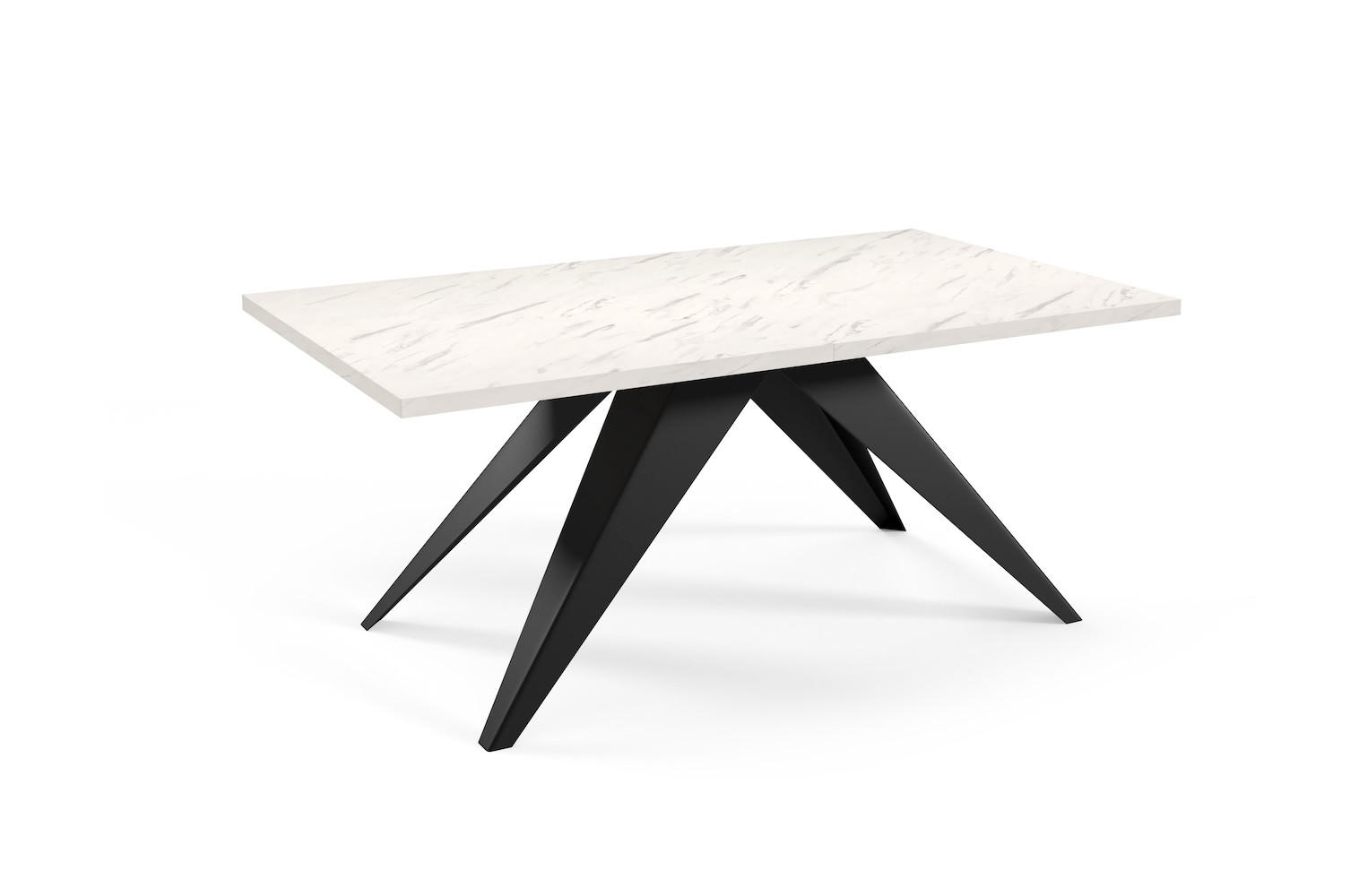 ESSTISCH Vento Bianco Marmor / Schwarz 160/260 / 90 / 76cm - Anthrazit/Schwarz, Holz/Holzwerkstoff (160/90/76cm) - Feldmann-Wohnen