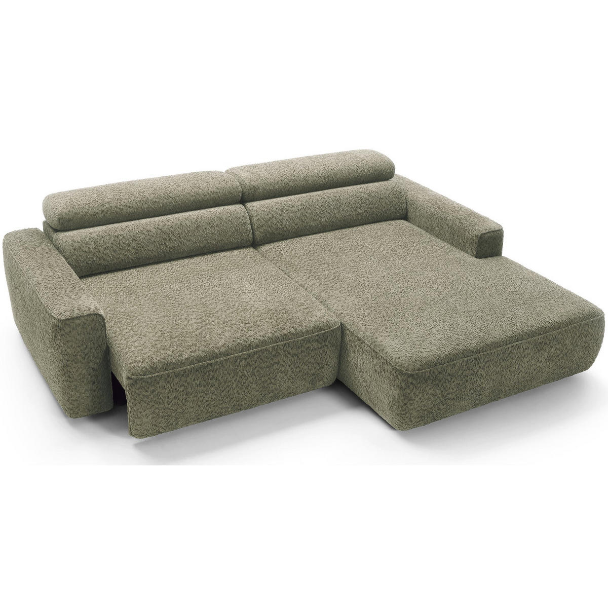 ROHOVÁ pohovka Fando s elektricky výsuvným sedákem, šalvějový ženil, levá - černá/světle zelená, textil/plast (182/252cm) - Selsey