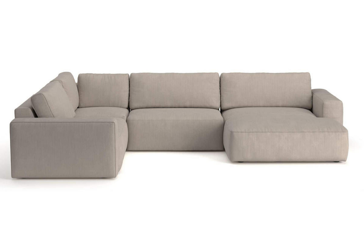 WOHNLANDSCHAFT mit wasserabweisendem Stoff - Beige/Schwarz, Holz/Kunststoff (367/89/249cm) - Cotta