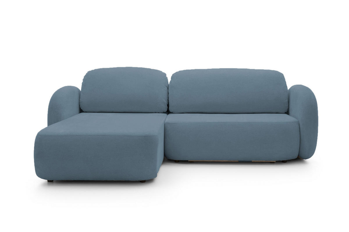 ECKSOFA OLIO L-Form Schlaffunktion mit Bettkasten, lose Rückenkissen, freistehend, LINKS 174x248 cm Light blue - Hellblau, Holz/Textil (174/248cm) - DomoHome
