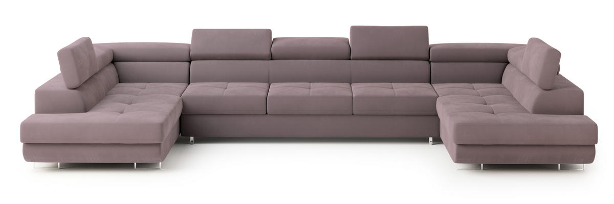 ROHOVÁ SEDAČKA ISOLANO šeříková - stříbrná/šeříková, kov/dřevo (408/202cm) - MASSENO