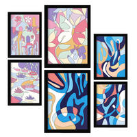 POSTER Set Mit 6 Ethischer Stil Abstrakt Größe A3 & A4 Schwarzer Rahmen - Schwarz, Papier (29.7/1cm) - Nacnic