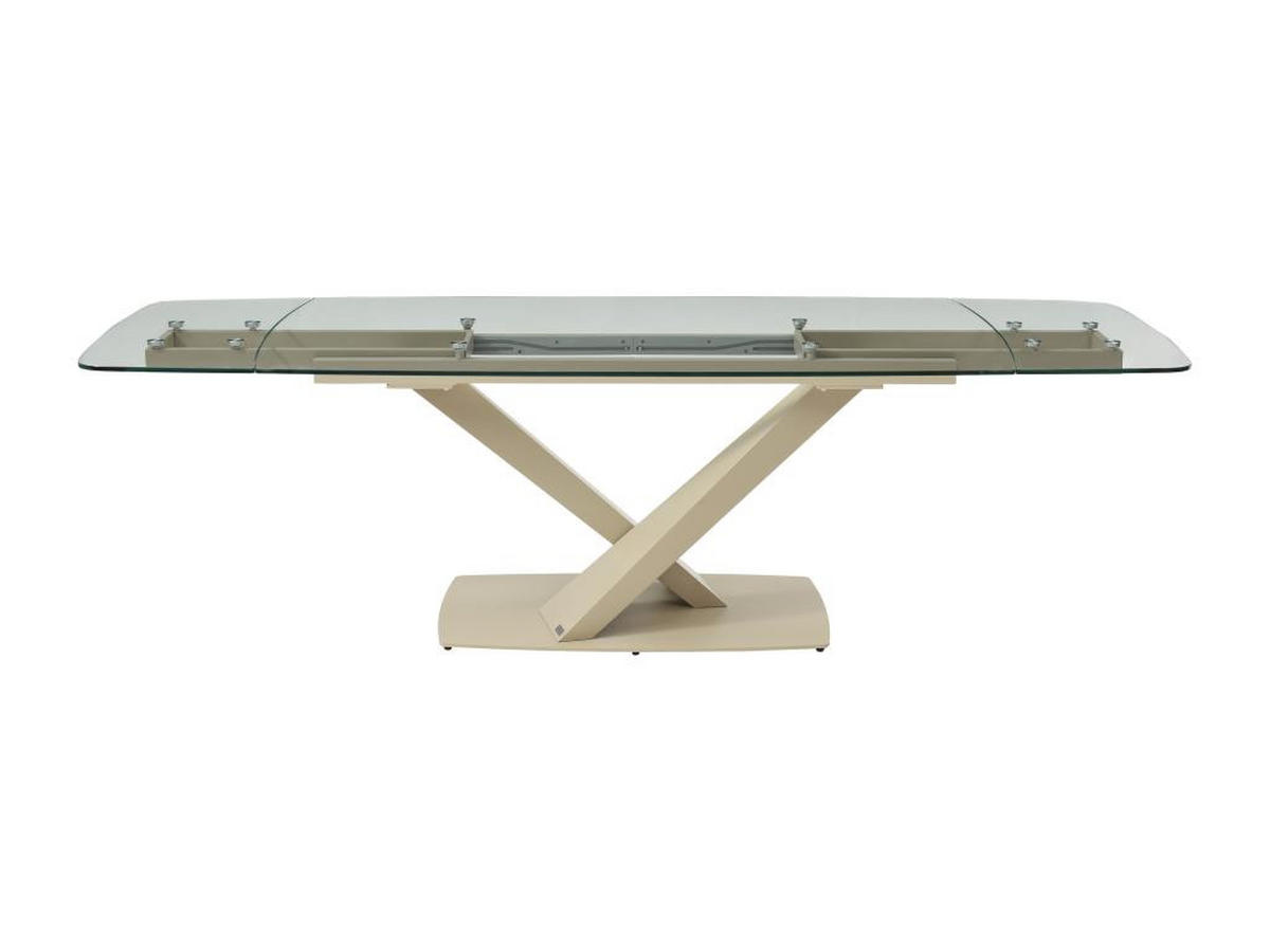 ESSTISCH ausziehbar - 6 bis 10 Personen - Sicherheitsglas & Metall - Transparent & Beige - MALATA - Transparent, Glas (260/90/76cm) - Vente-Unique