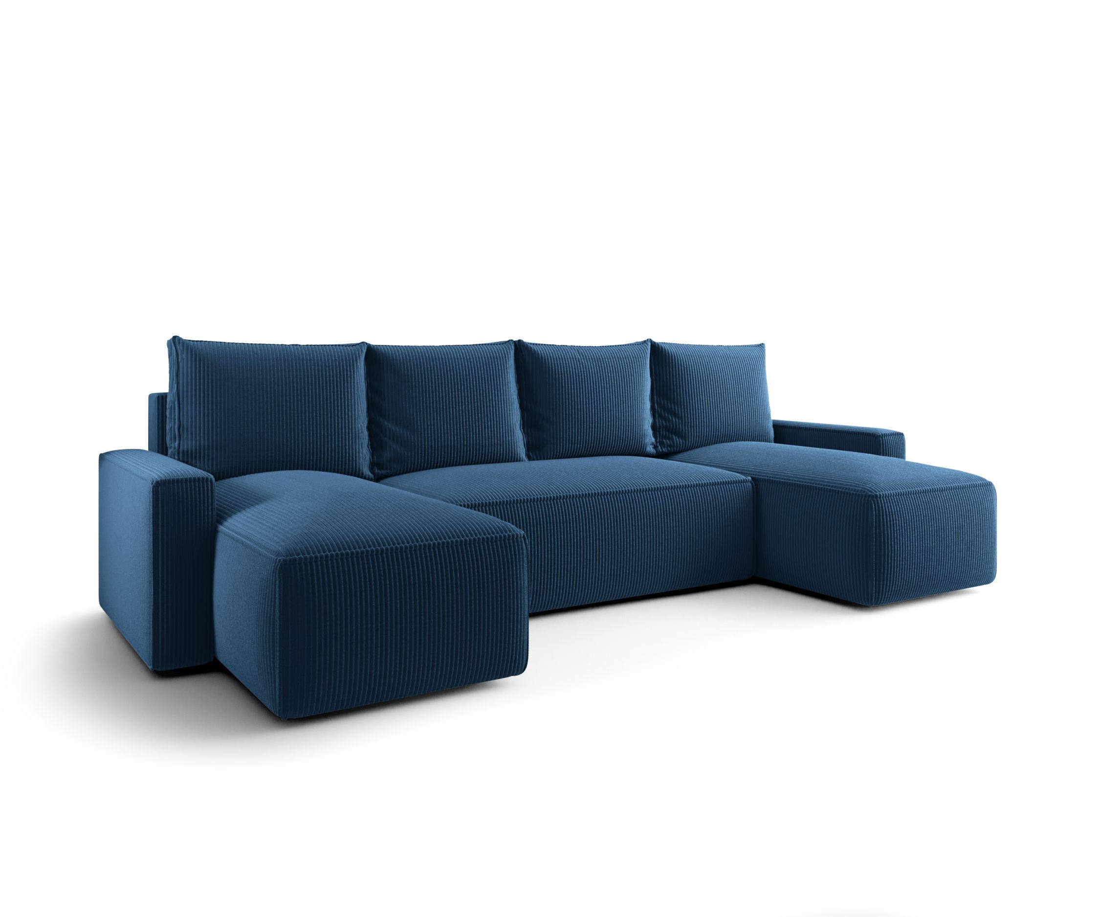 WOHNLANDSCHAFT mit Schlaffunktion SAVIO U Poso 05 - Dunkelblau, Textil (300/75/140cm) - Bedante