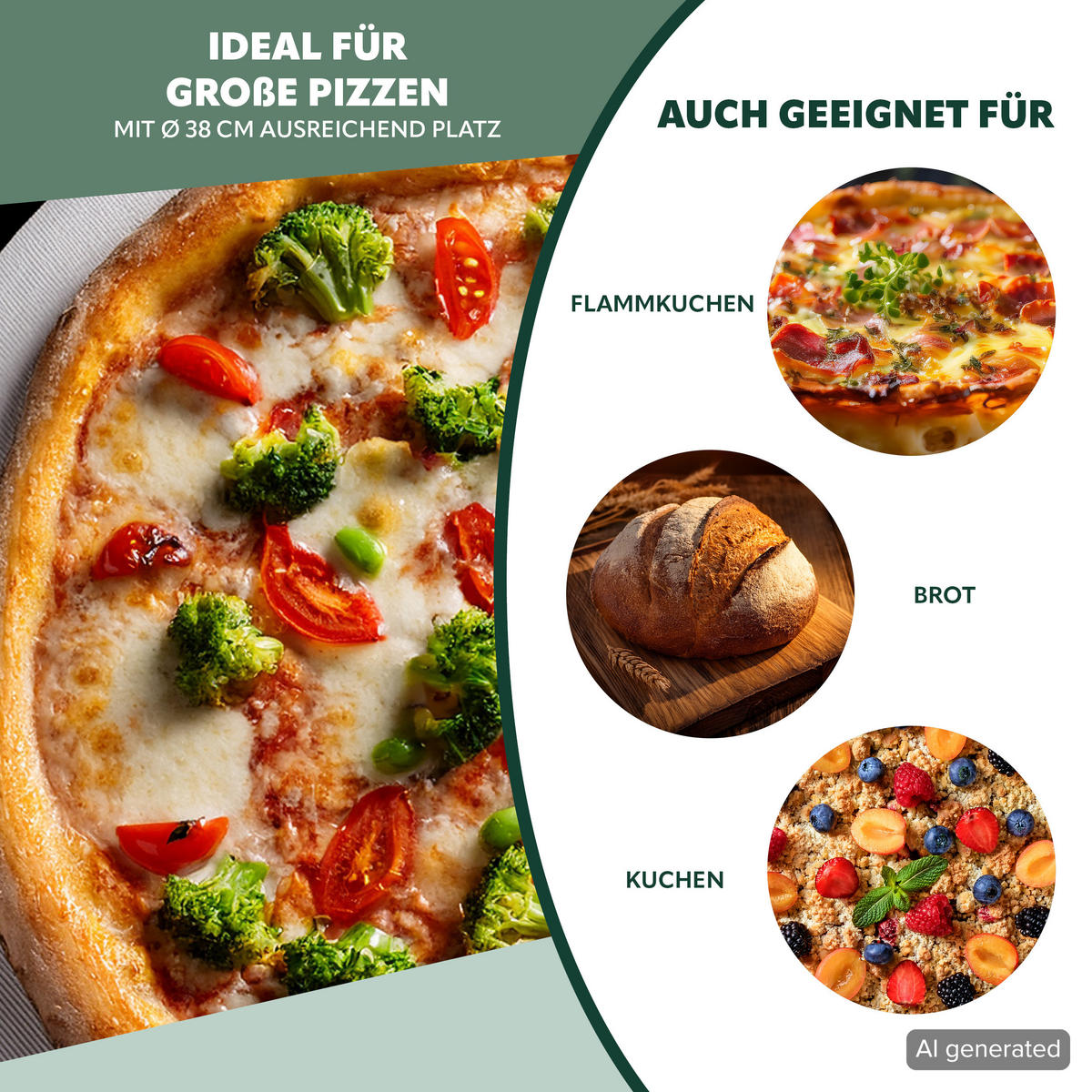 PIZZASTEIN 2er-Set, inkl. Pizzaheber - Naturfarben, Naturmaterialen (30/1/37.5cm) - bremermann