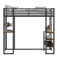 EISENBETT 90x190cm, Bett, Tisch, Geländer, Treppen, Stauraum, Kinder, Jugend - Schwarz, Metall (100/200cm)