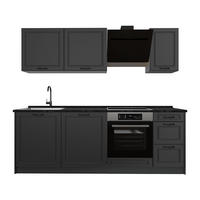 KUCHYNKA R-Line, Antracitový vidiecky dom/antracitová, 220 cm antrasiitti työtaso - antracitová, kompozitné drevo (220/81.6/60cm) - Vicco