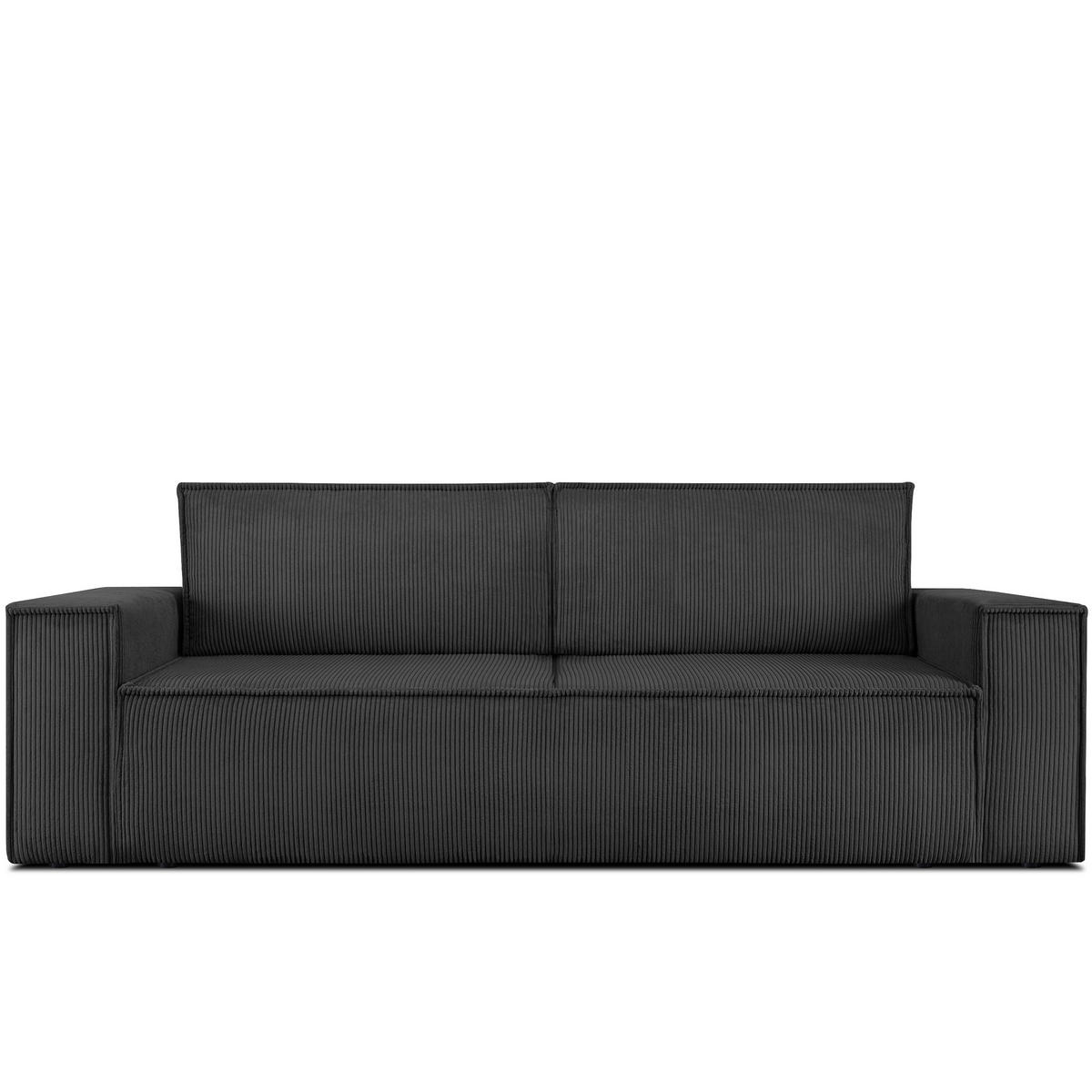 3-SITZER-SCHLAFSOFA NAPI in Pet Friendly Cord-Stoff, dunkelgrau - Dunkelgrau/Schwarz, Textil (244/89/101cm) - KONSIMO®
