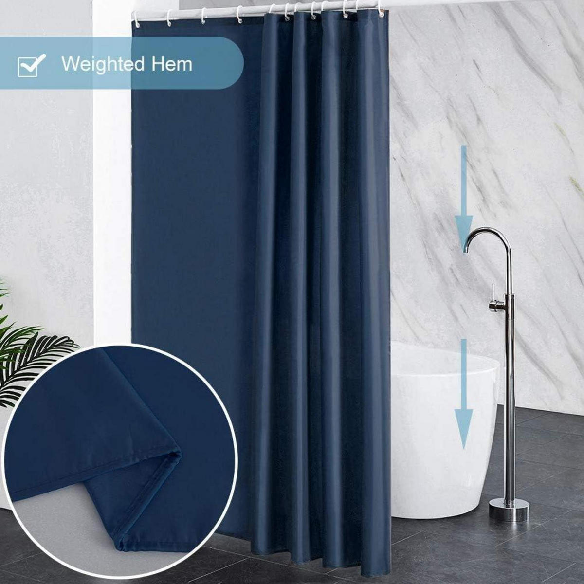 DUSCHVORHANG Dunkelblau 180 x 210 cm - Dunkelblau, Textil (180/210cm)