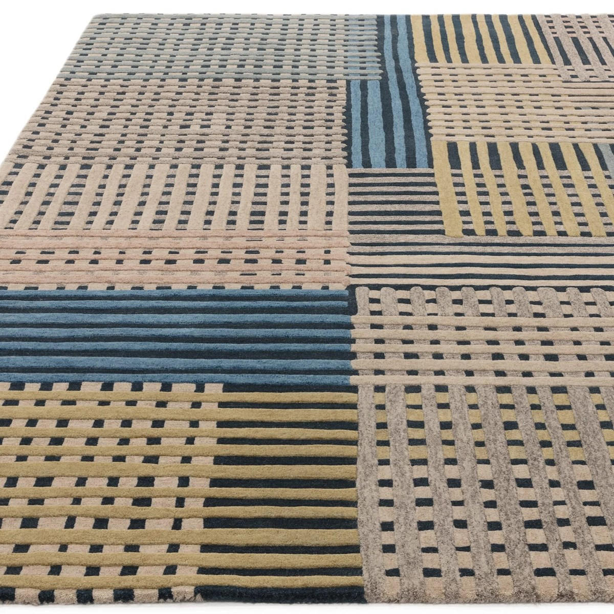 TEPPICH Moderner aus Wolle für Wohn- und Schlafzimmer FACET Blau 200 x 290 cm - Blau, Naturmaterialien (200/290cm) - Novatrend