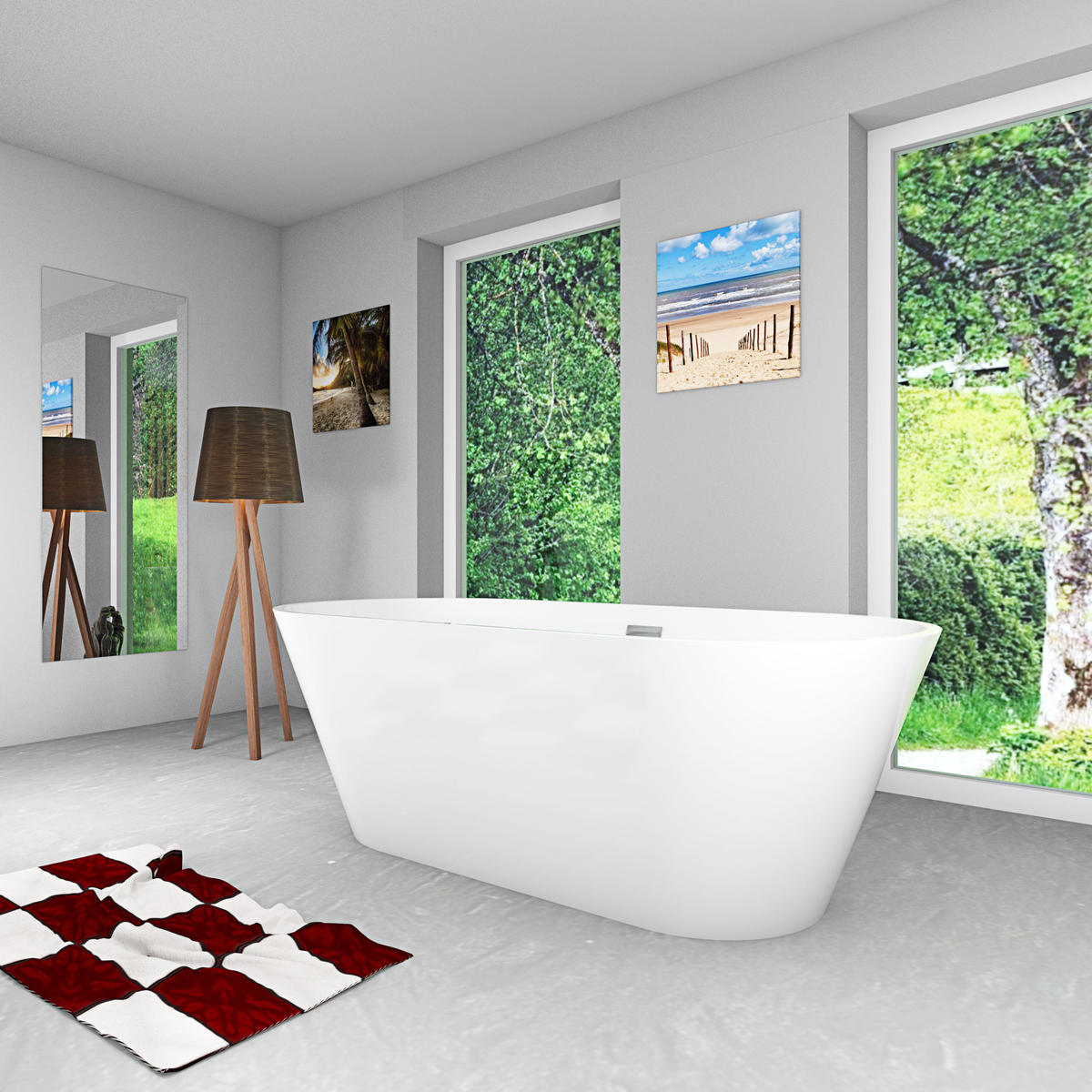 FREISTEHENDE Badewanne Wanne F11 170x80 Luftmassage - Weiß, Glas/Kunststoff (80/58/170cm) - AcquaVapore by Sandra Jentho