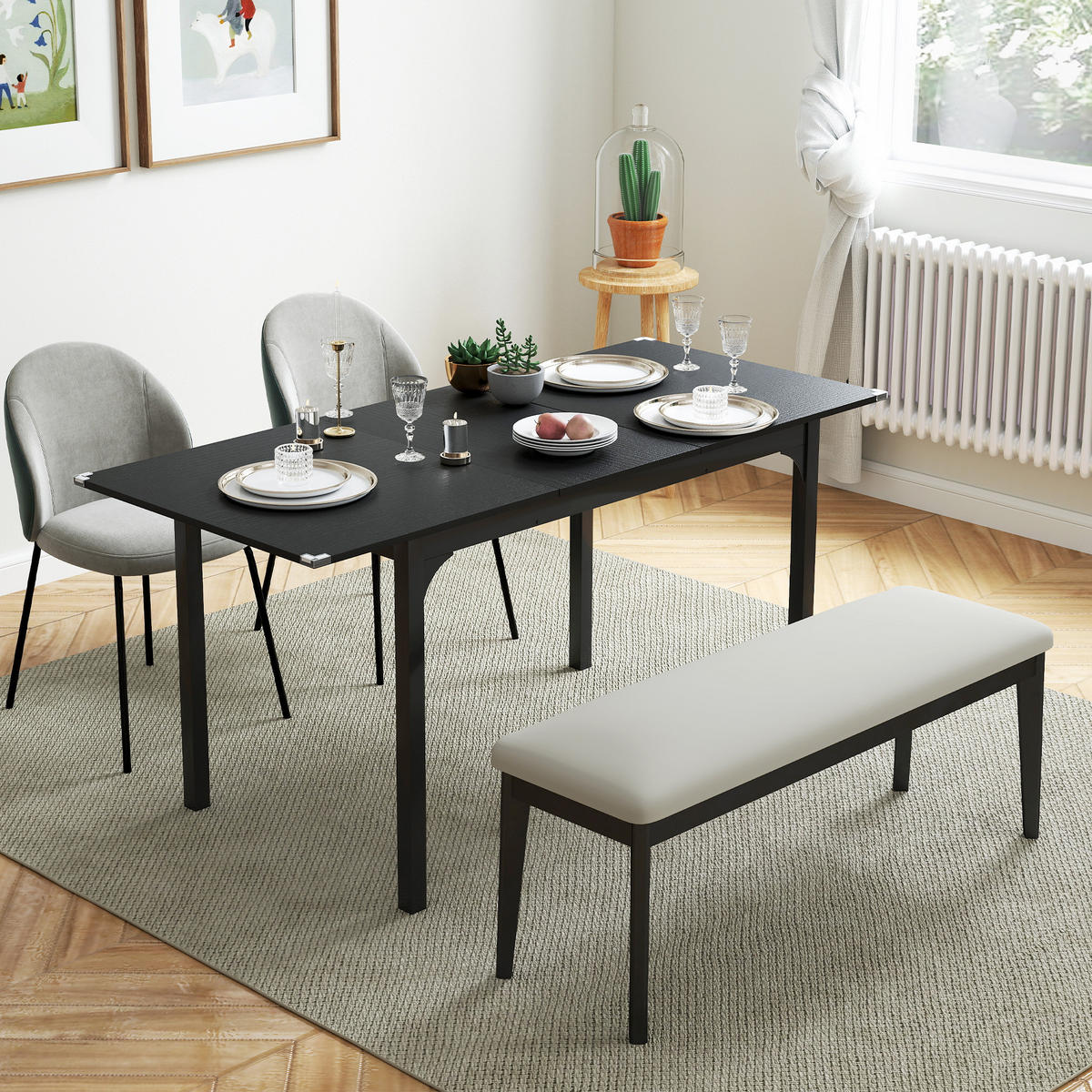 ESSTISCH DE-16498 Schwarz - Schwarz, Holzwerkstoff (160/70/75cm) - ComfortXL