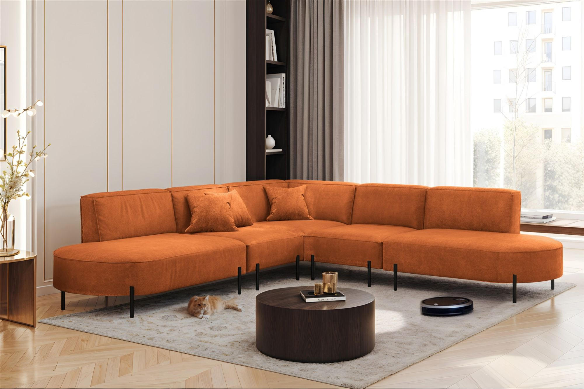 ECKSOFA Valencia - Rot, Holzwerkstoff/Textil (303/303cm) - Fun Möbel
