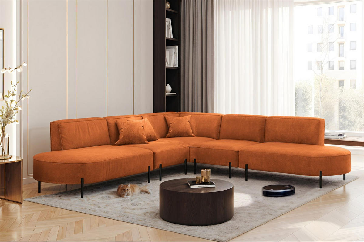 ECKSOFA Valencia - Rot, Holzwerkstoff/Textil (303/303cm) - Fun Möbel