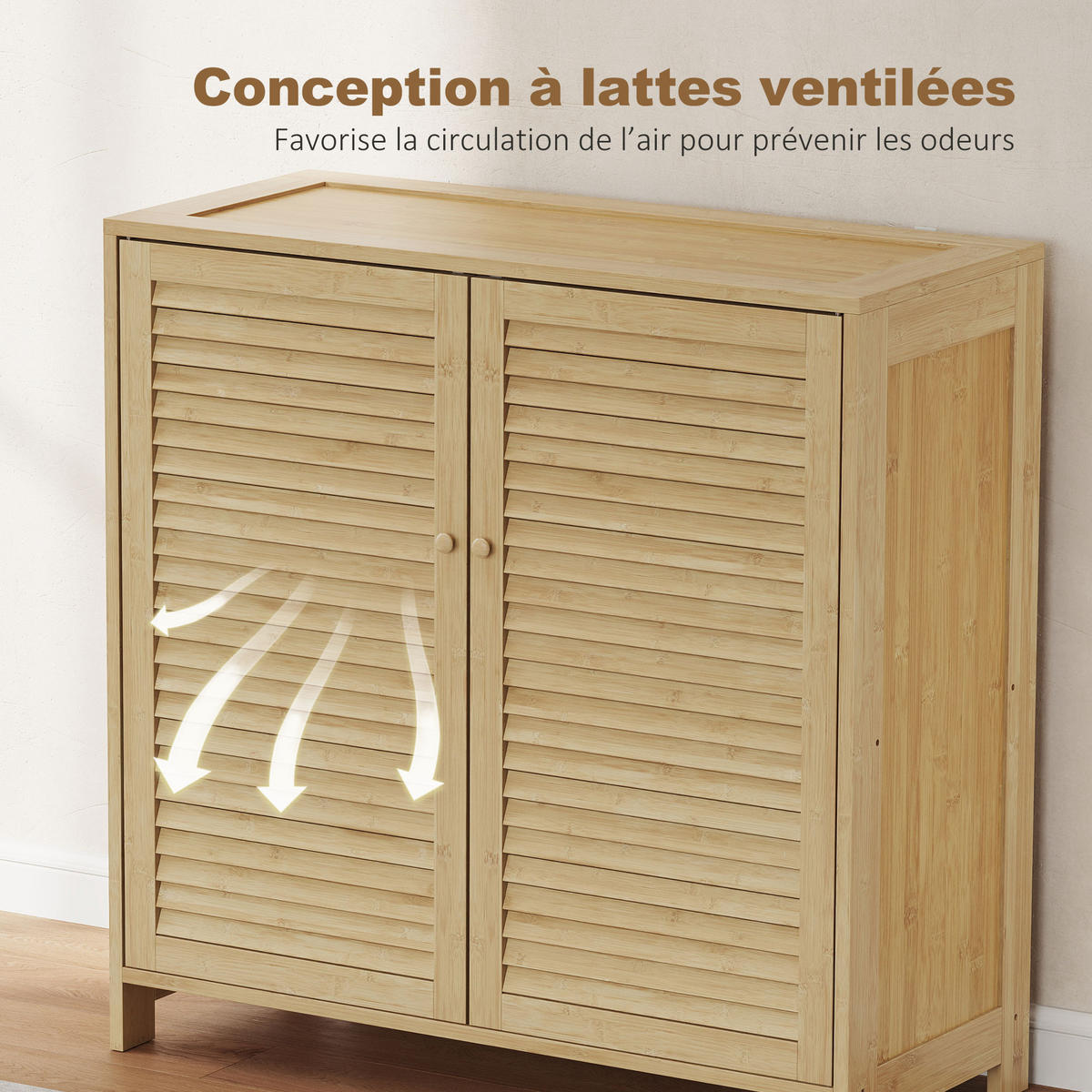 SCHUHSCHRANK Naturfarben 80/35/80 cm - Naturfarben, Holz (35/80/80cm) - PANGIVO
