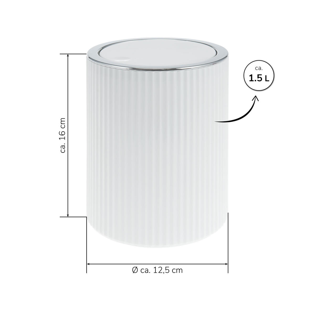KOSMETIKEIMER 2er-Set, GAVELLO weiß, Kunststoff - Weiß, Kunststoff (12.5/16.3/12.5cm) - bremermann