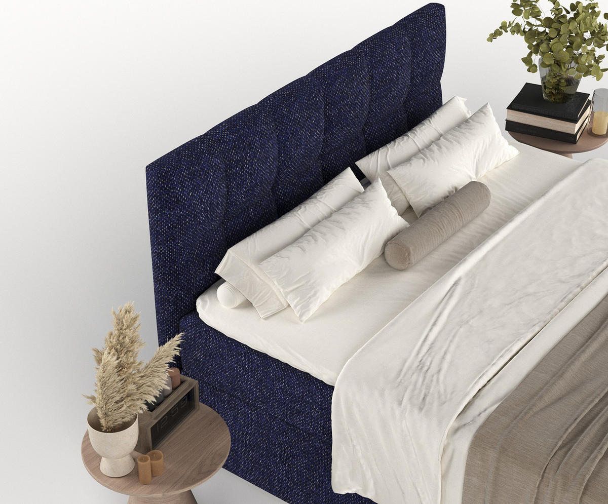 BOXBETT Shay Marineblau 160/200 cm - Schwarz/Dunkelblau, Holz/Holzwerkstoff (160/200cm) - Maison de Reve