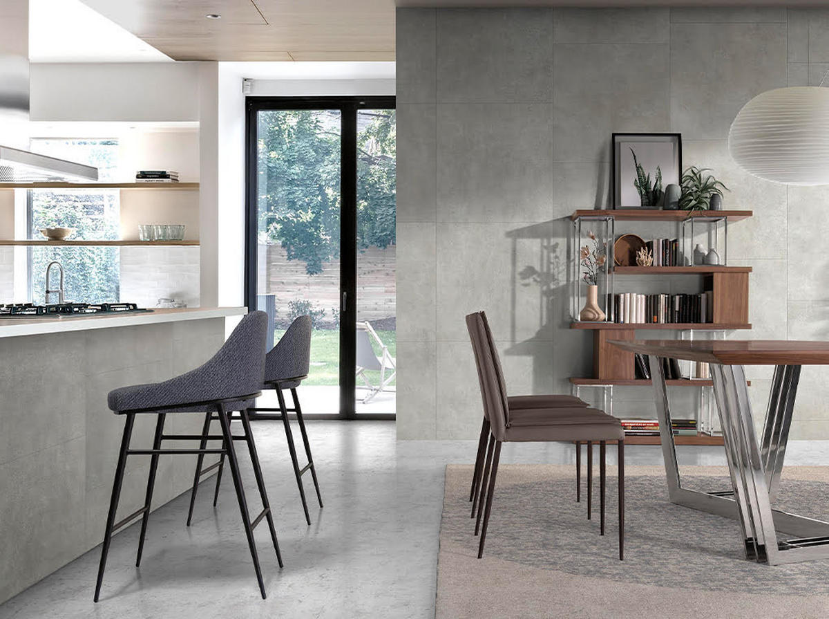 HOCKER aus grauem Stoff - Schwarz/Grau, Textil/Metall (49/90/53cm) - ANGEL CERDA