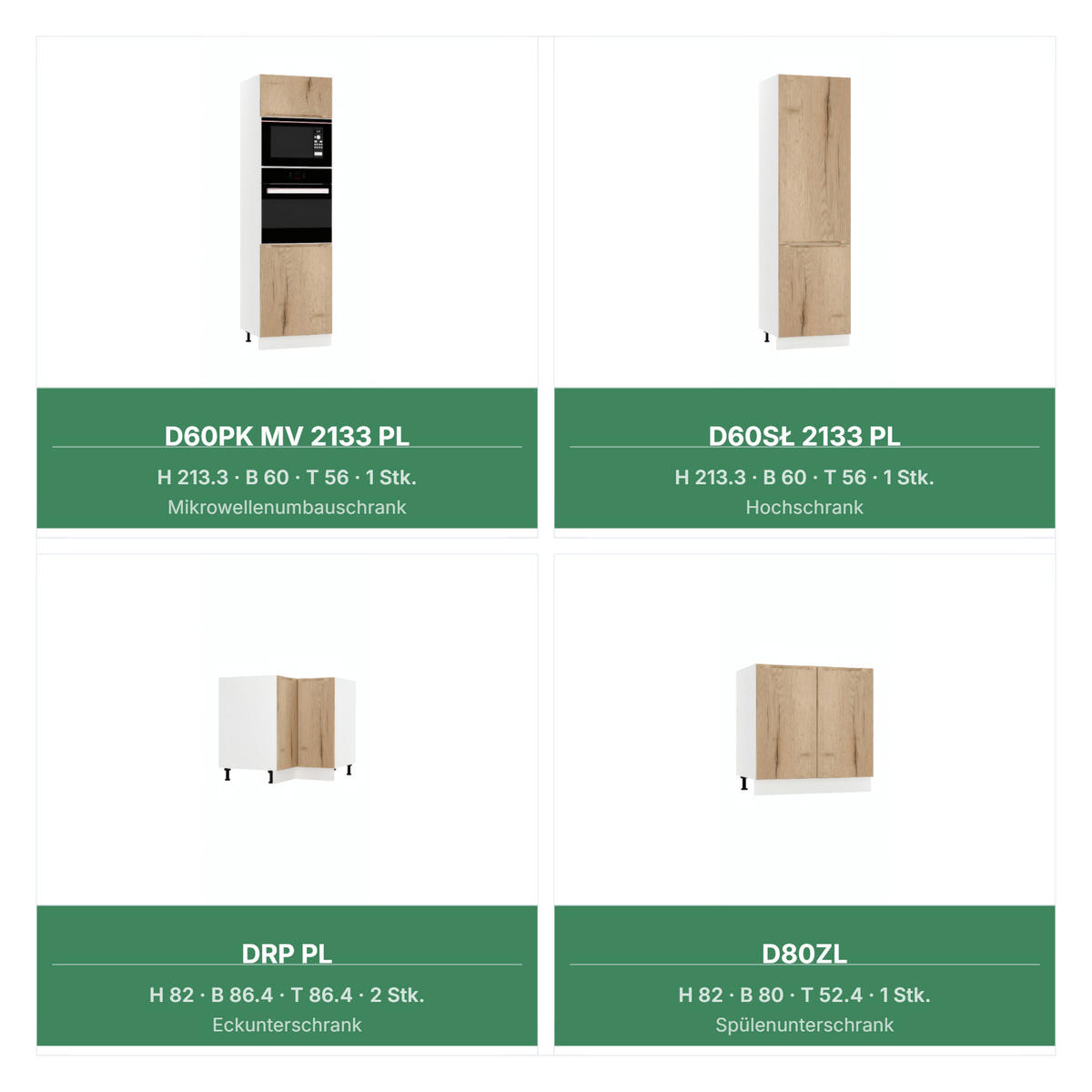 KÜCHENZEILE - KS27-G390x260 – Zivora - Komfort und Design perfekt vereint - Eichefarben, Holz (390/213.3/260cm) - ROYAL24_MARKT