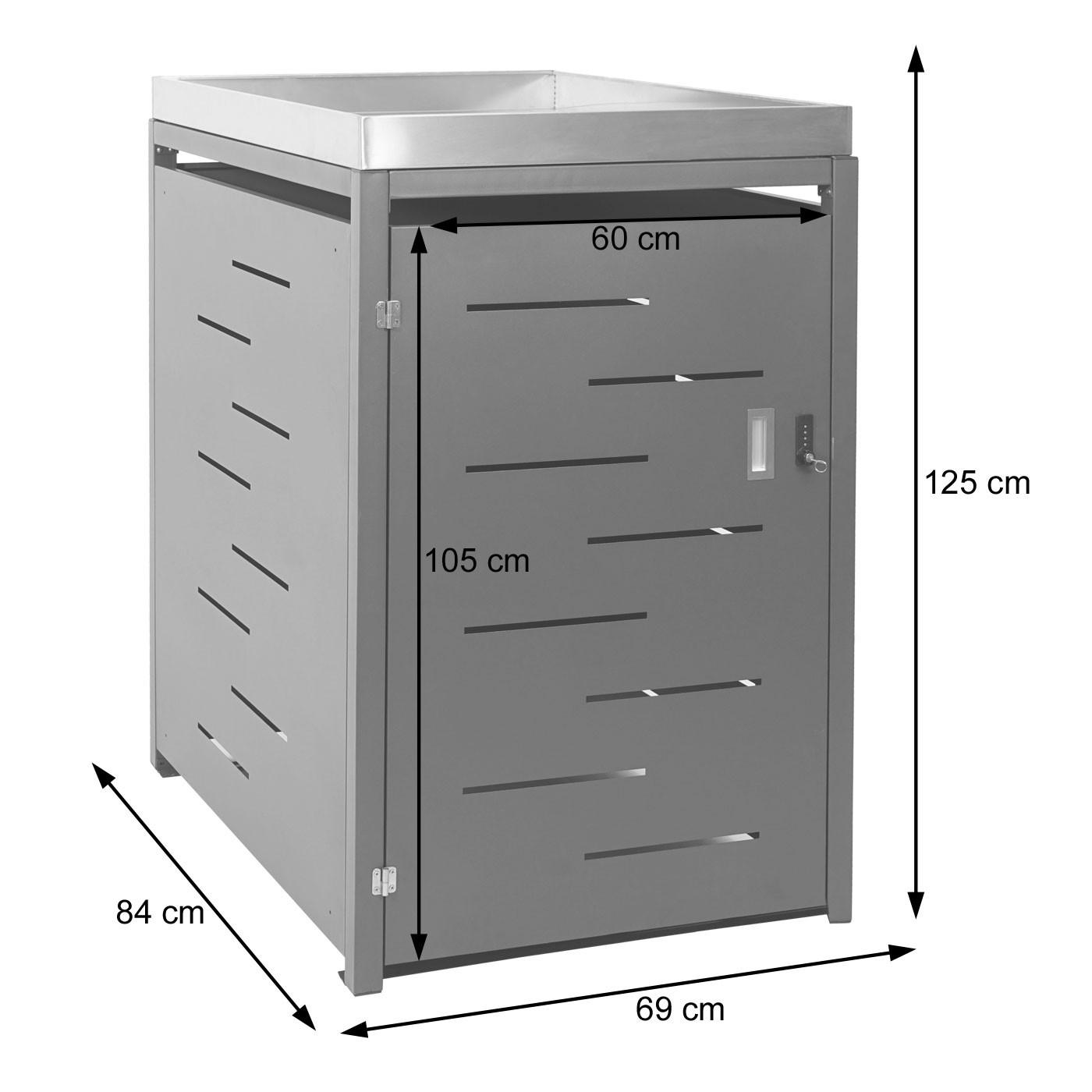 1ER-MÜLLTONNENVERKLEIDUNG Anthrazit - Anthrazit, Metall (69/125/84cm) - MCW