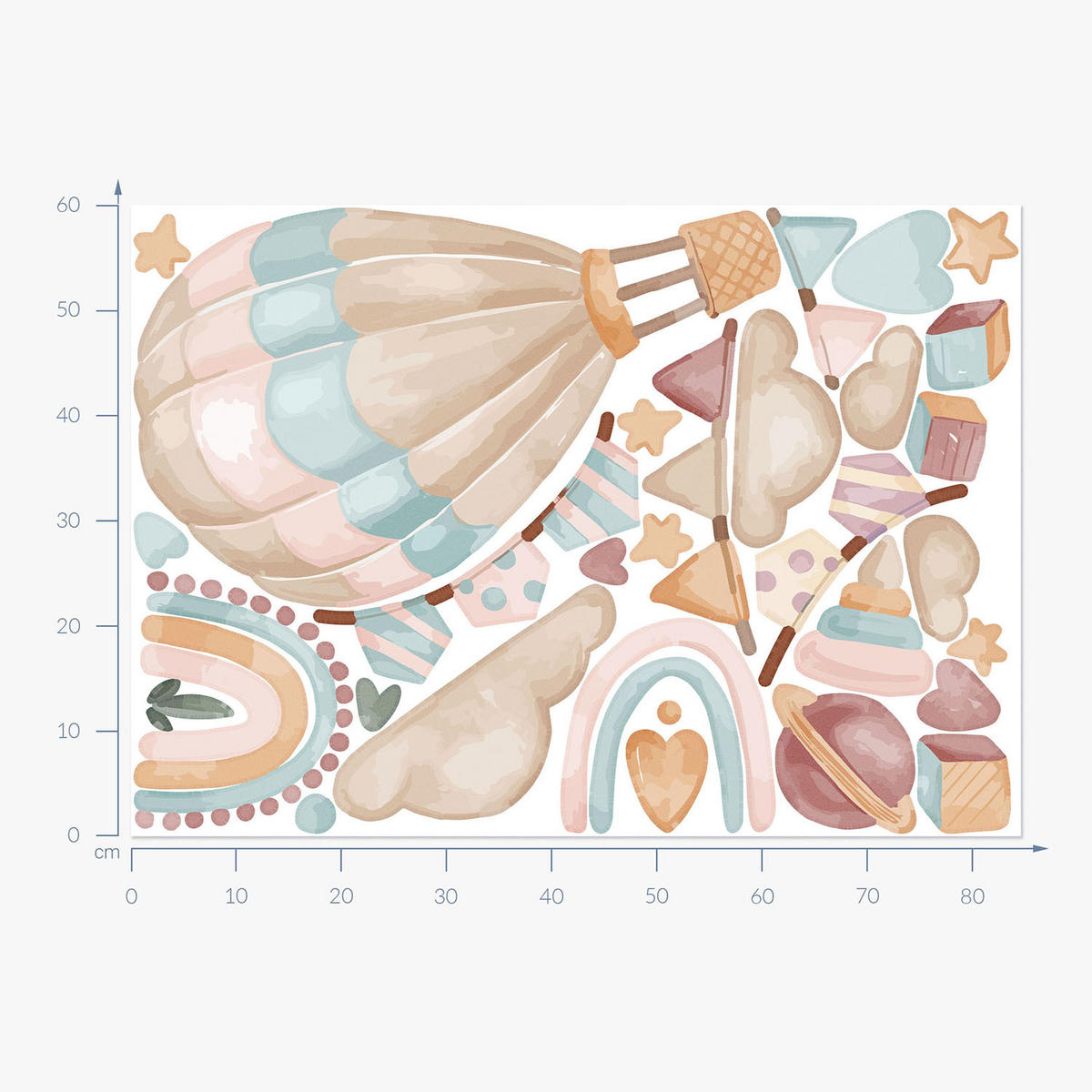 WANDAUFKLEBER 60x84cm - Boho-Dekorationen - Multicolor, Kunststoff (60/84/0.1cm) - Wallfluent