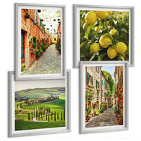 BILDER SET 4er Set - 50x50 cm & 40x60 cm Silberner Rahmen - Bezaubernde Straßen voller Zitronenblüten - Silberfarben, Kunststoff (50/50cm) - TULUP