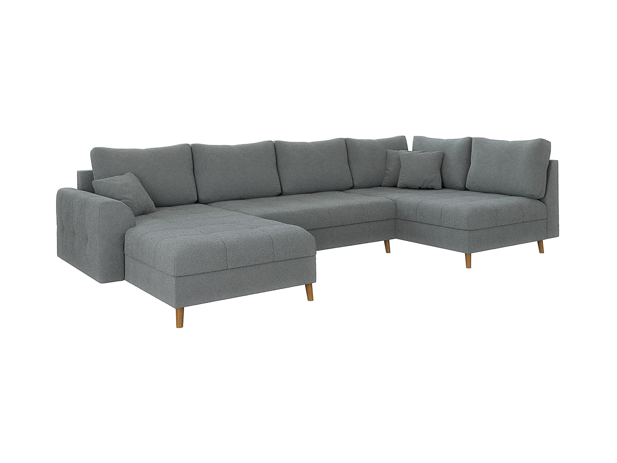 WOHNLANDSCHAFT Henrik Grau Boucle - Ottomane Links - Braun/Grau, Holz/Textil (310/81/161cm) - S-Style Möbel