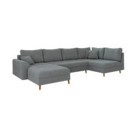 WOHNLANDSCHAFT Henrik Grau Boucle - Ottomane Links - Braun/Grau, Holz/Textil (310/81/161cm) - S-Style Möbel