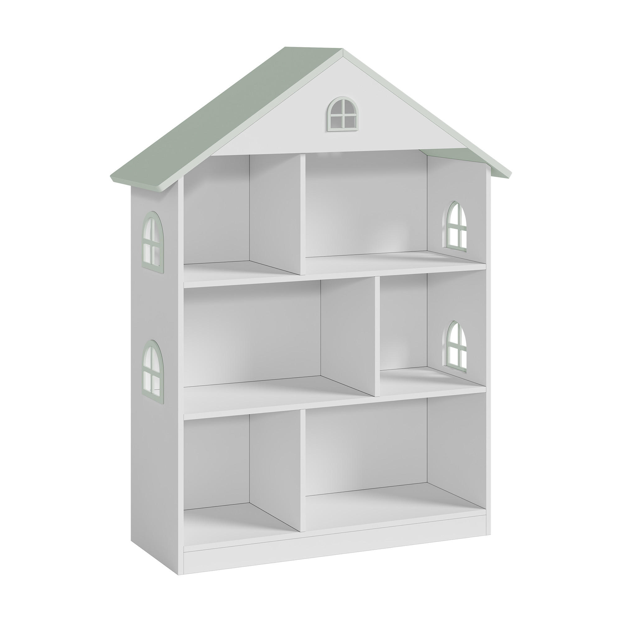 DĚTSKÁ POLICE Vipsali - bílá/mátově zelená, kompozitní dřevo (83/106.5/30cm) - [en.casa]