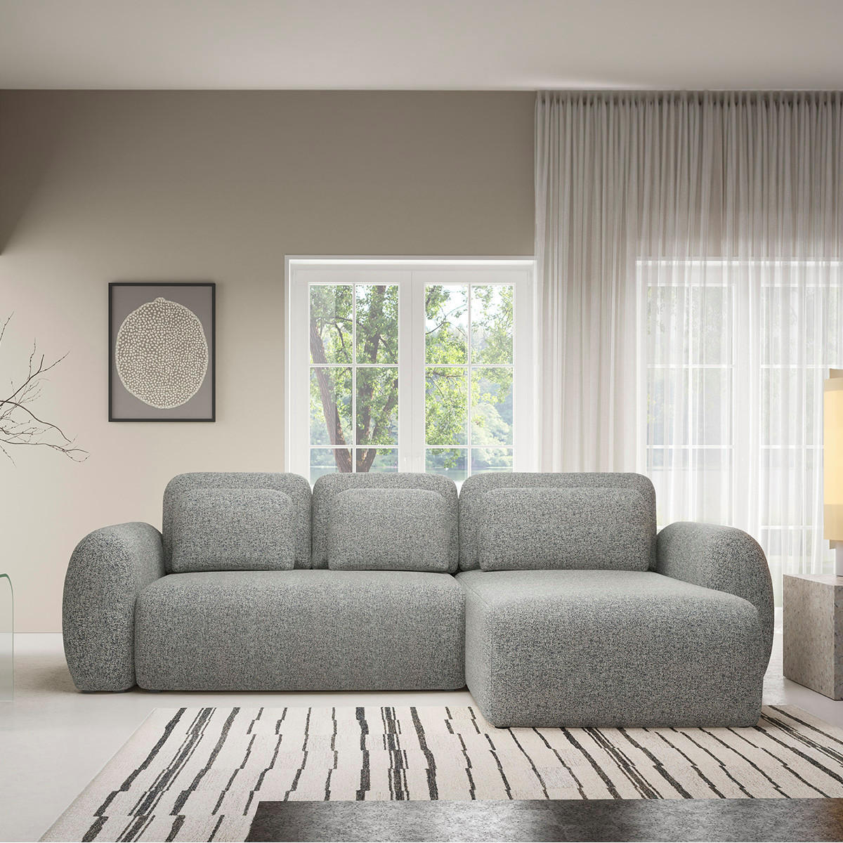 ECKSOFA Carmela 3 Sitzplätze Grau - Grau, Holz (304/190cm) - Petits-meubles