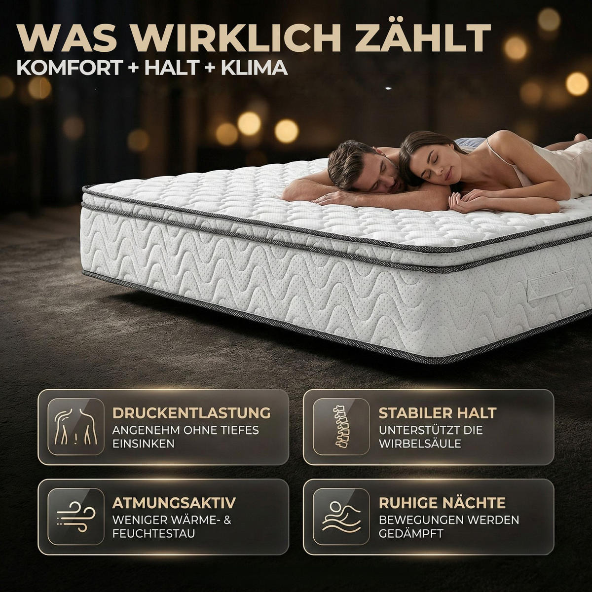 TASCHENFEDERKERNMATRATZE VIKTORIA Höhe 25cm 160x200cm - Weiß, Textil/Metall (160/200cm) - Arensberger