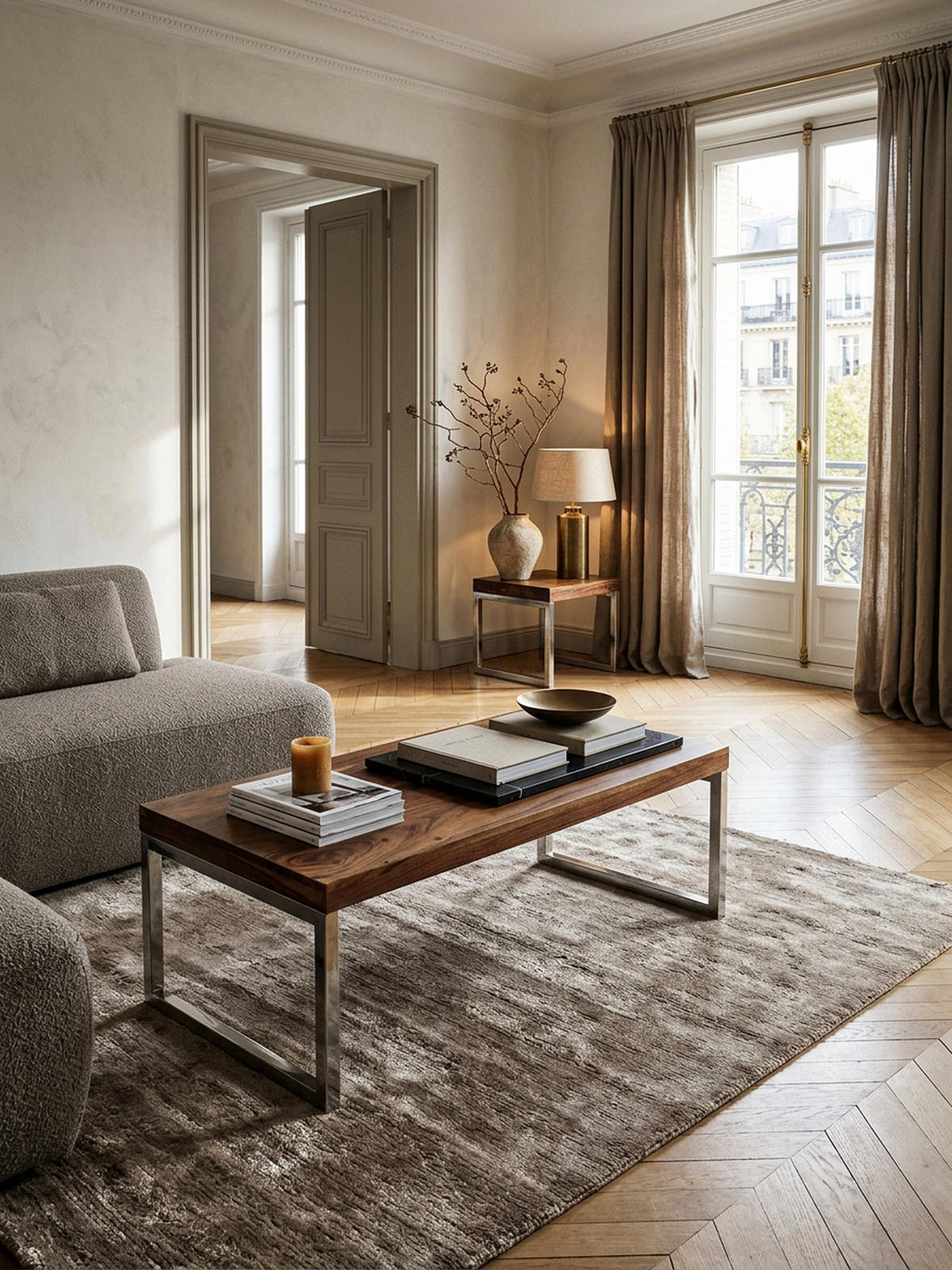 COUCHTISCH Massivholz mit Chromfüßen Handgefertigt, Braun 120x60x40 cm - Silberfarben/Braun, Holz/Metall (60/120/40cm) - KADIMA DESIGN