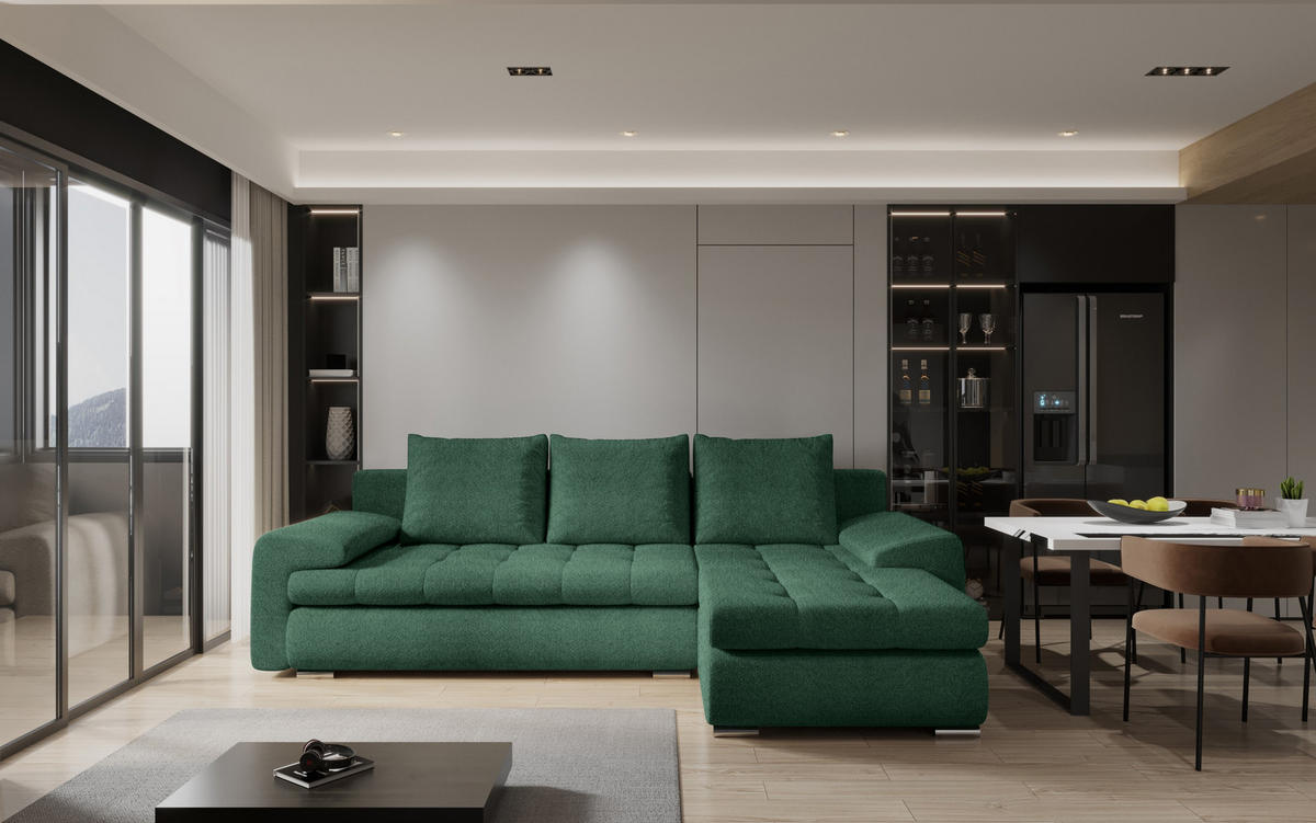 ECKSOFA TOMI Abriamo Dunkelgrün Rechts - Dunkelgrün, Holz (237/150cm) - Kaiser Möbel