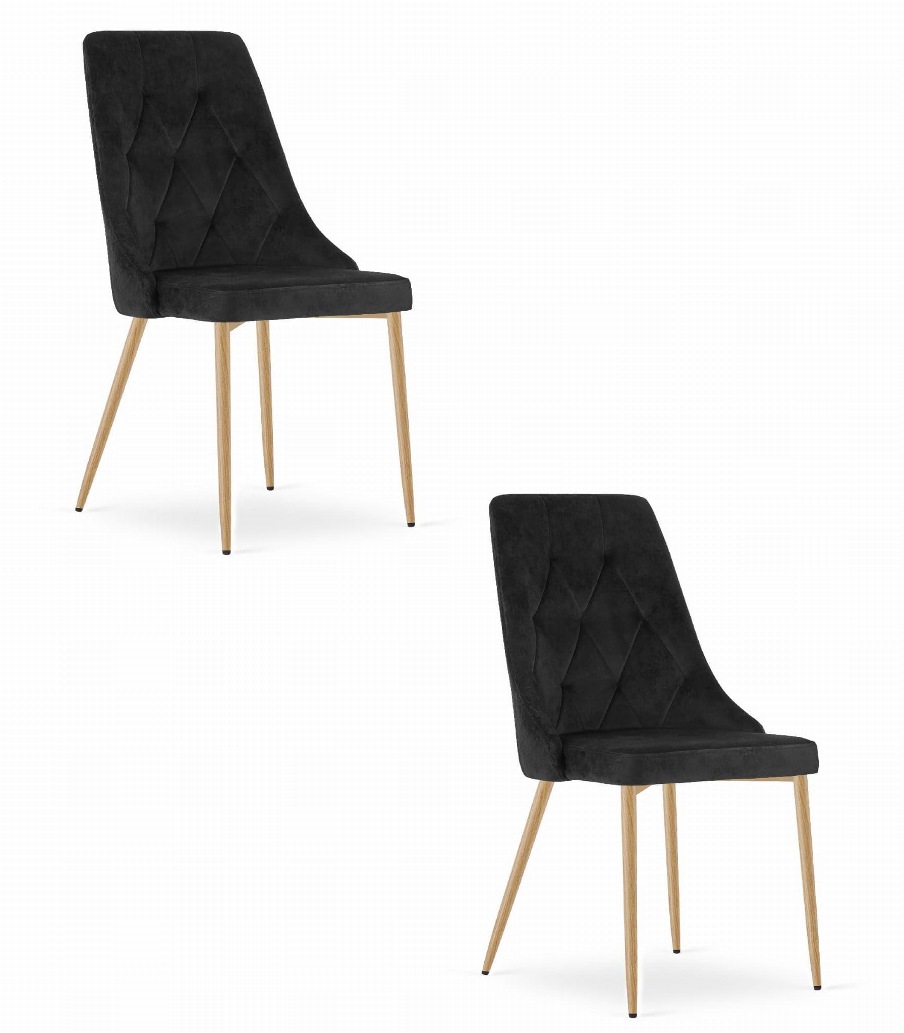 ESSZIMMERSTUHL 2er Set Schwarzer Samt, Diamantpolsterung, Bequeme Sitzfläche - Schwarz, Textil (48/89/43cm) - Best For Home