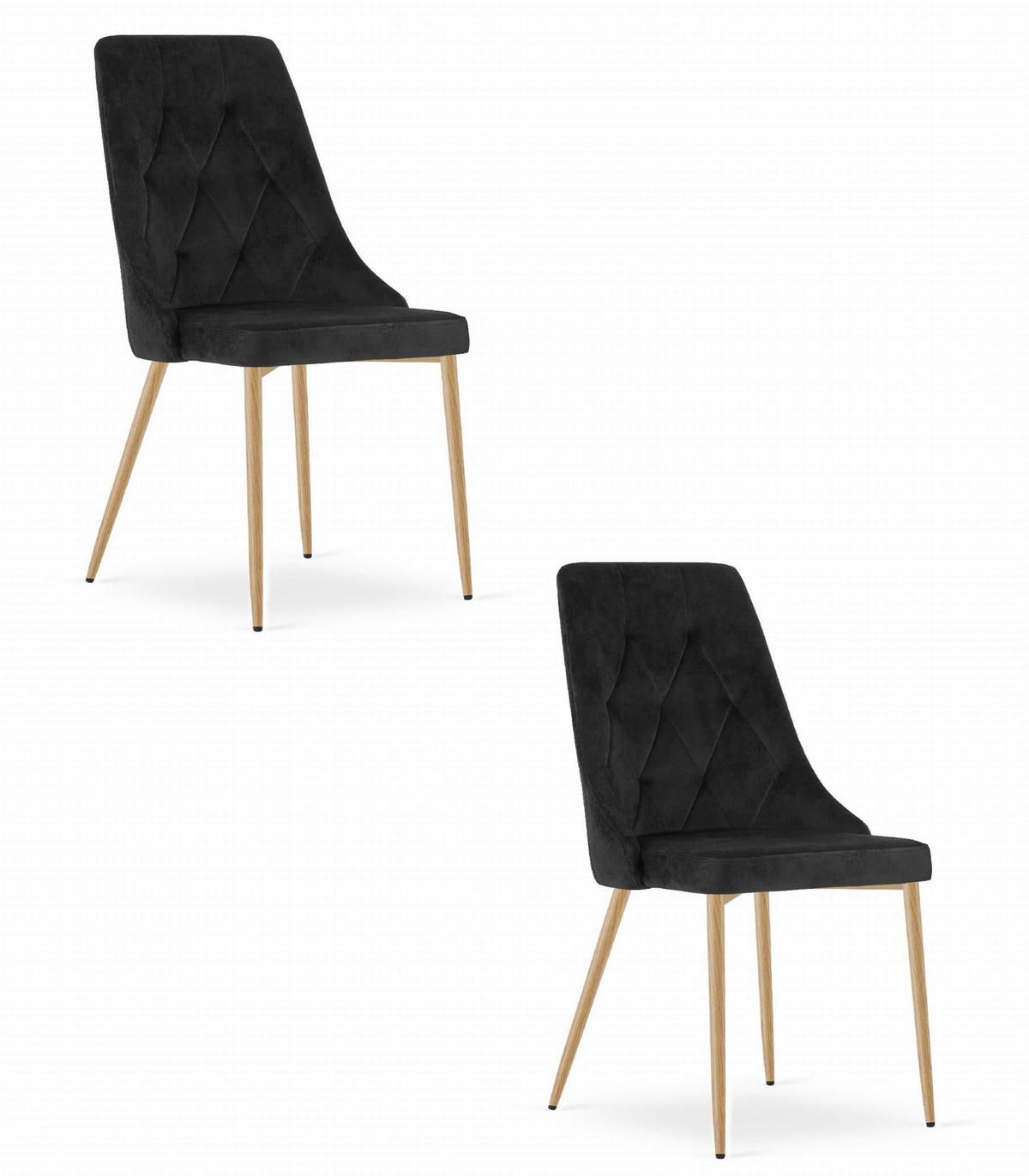 ESSZIMMERSTUHL 2er Set Schwarzer Samt, Diamantpolsterung, Bequeme Sitzfläche - Schwarz, Textil (48/89/43cm) - Best For Home