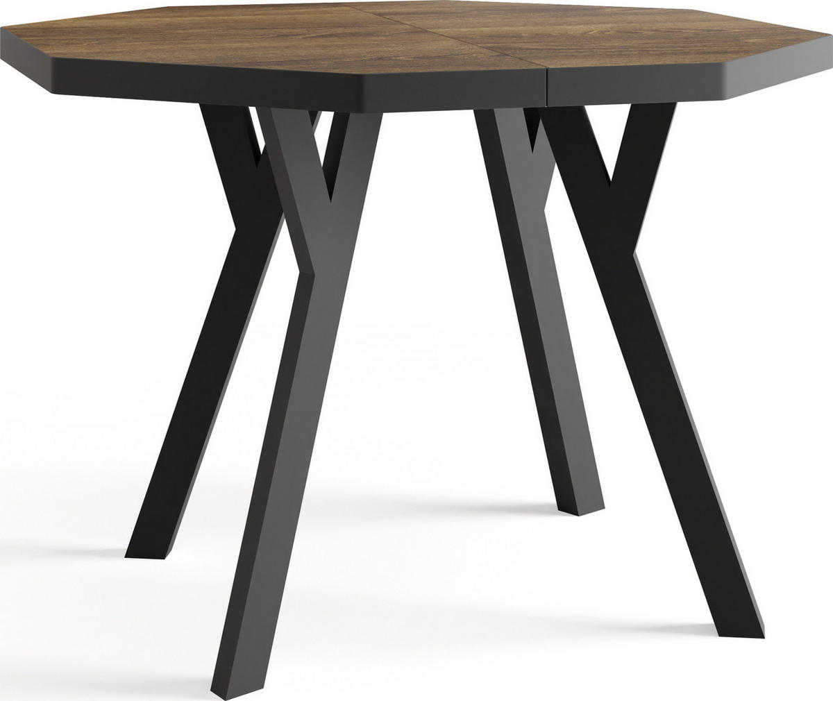 ESSTISCH Desmond achteckiger ausziehbarer, Arvadonna Chestnut 100-150/100/76 cm - Kastanienfarben/Schwarz, Holz/Holzwerkstoff (100/100/76cm) - WFL GROUP