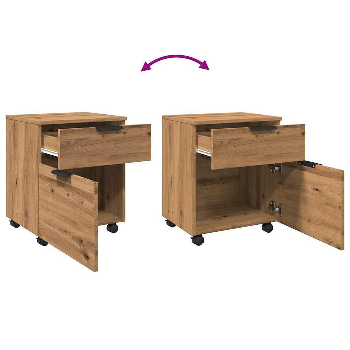 ROLLCONTAINER Mosab rollbar Artisan Eichen-Optik 45x38x54 cm - Eiche Artisan, Holz (45/54/38cm) - DELUKE